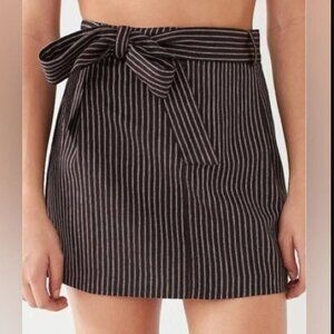 Urban Outfitters Pinstripe Mini Skirt with Tie Belt S
